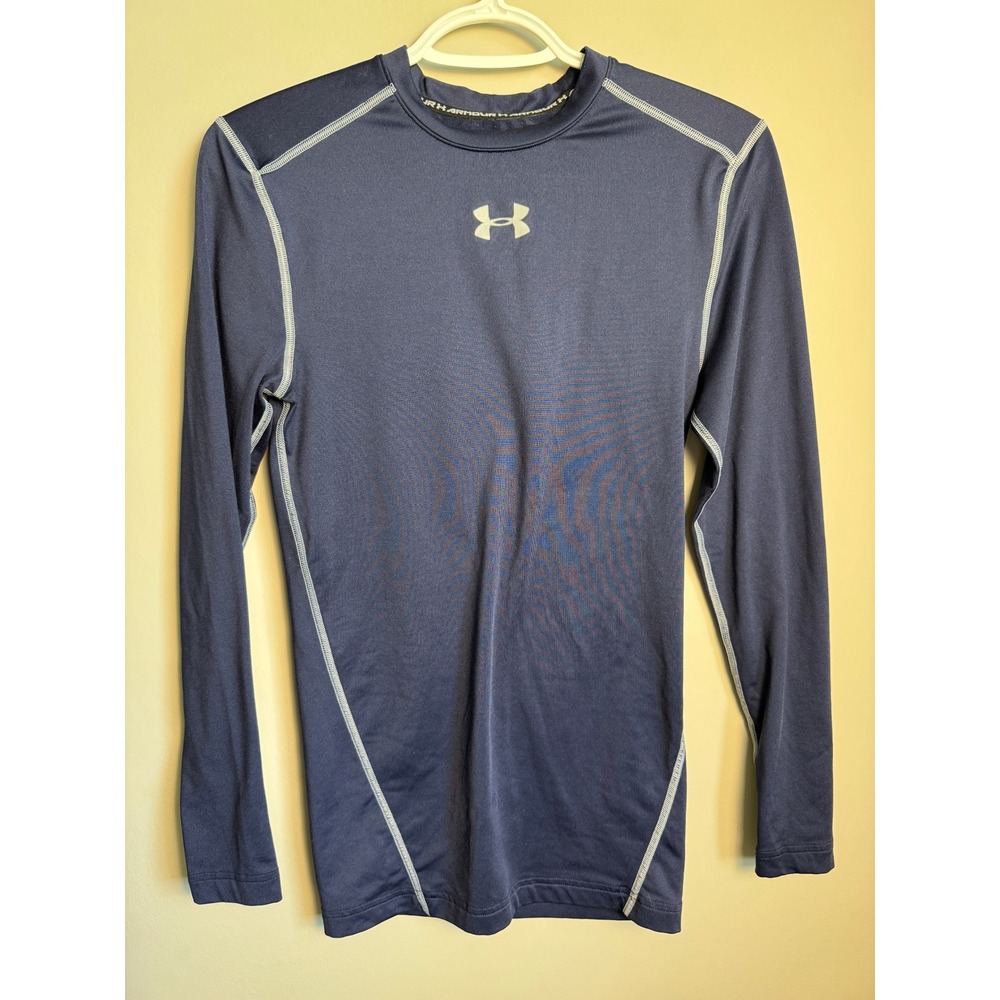 Under Armour ColdGear Compression Long Sleeve T-Shirt Mens Small Navy Activewear